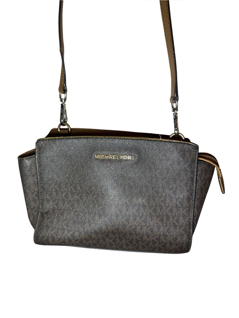 Michael Kors Selma small Messenger Crossbody Bag in brown logo-print design